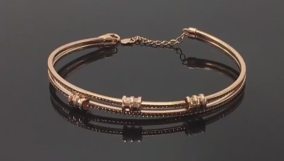 Rose Gold Geometric Bracelet with Purple Details – Elegant Women’s Jewelry