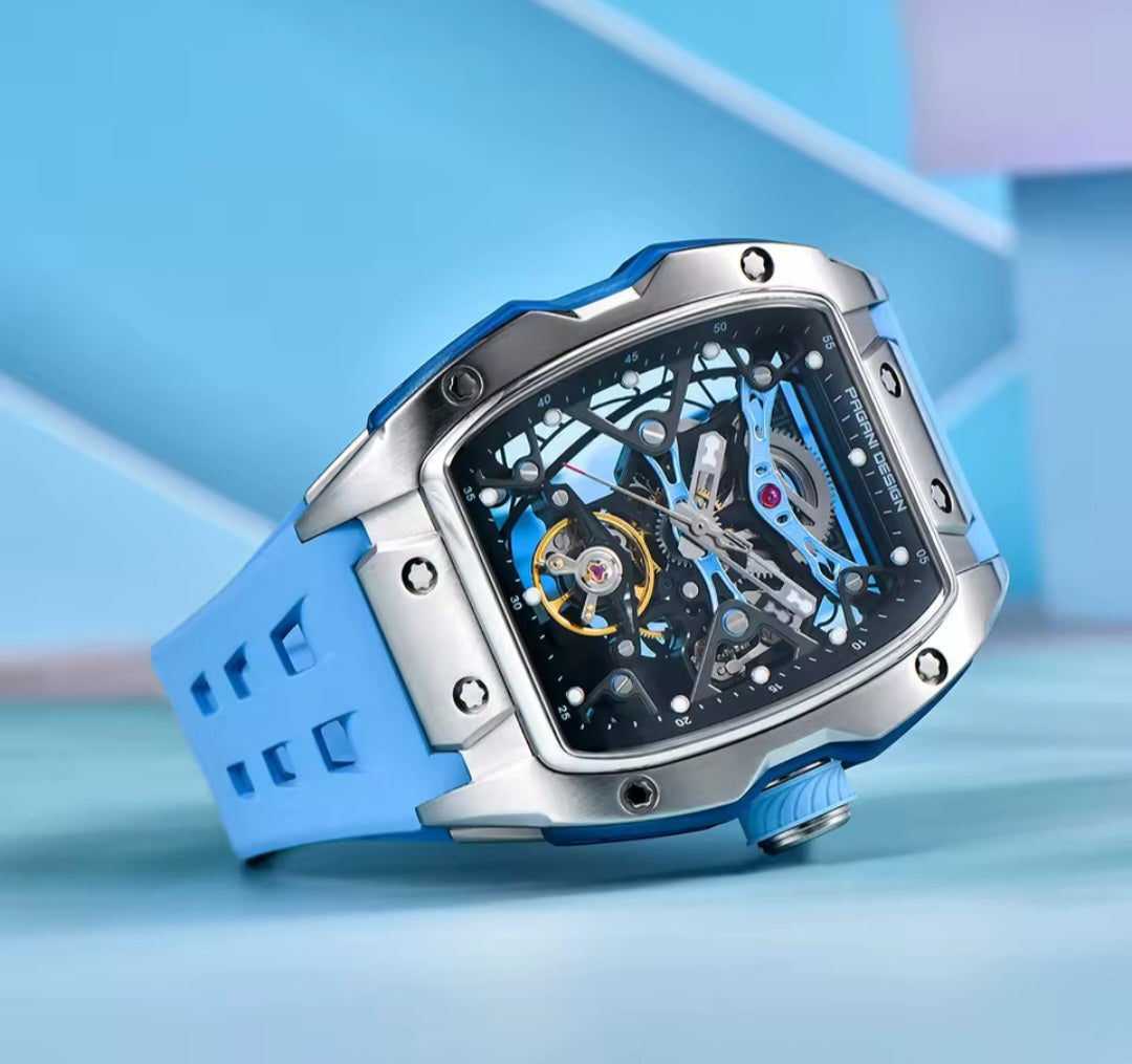 PAGANI DESIGN 42mm Skeleton Automatic Watch – Men’s Mechanical, Sapphire Glass, 50M Waterproof