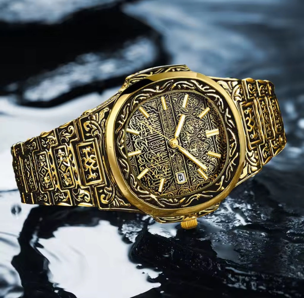 Luxury Men’s Quartz Watch – Auto Calendar, Stainless Steel, Vintage Style