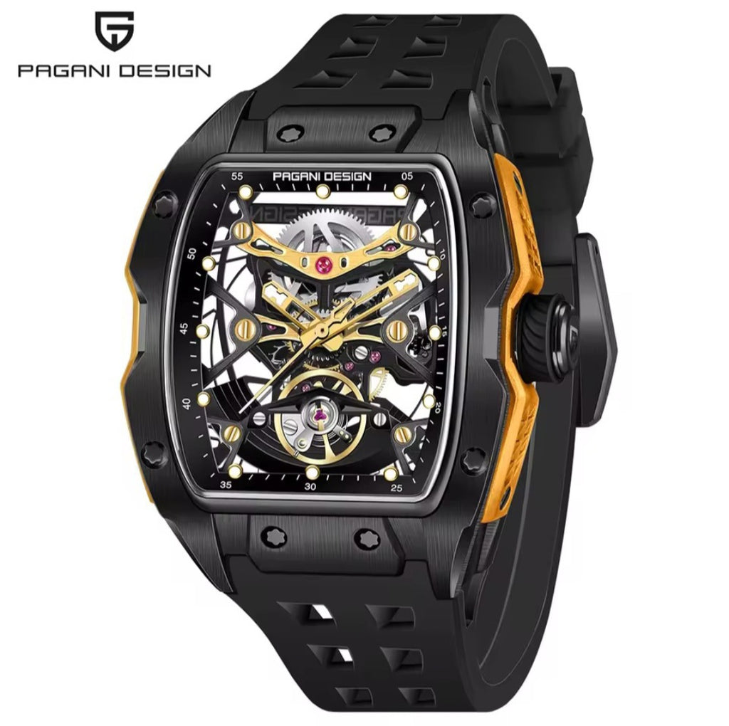 PAGANI DESIGN 42mm Skeleton Automatic Watch – Men’s Mechanical, Sapphire Glass, 50M Waterproof