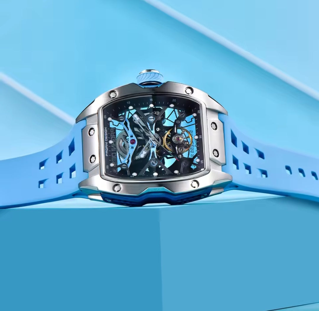 PAGANI DESIGN 42mm Skeleton Automatic Watch – Men’s Mechanical, Sapphire Glass, 50M Waterproof