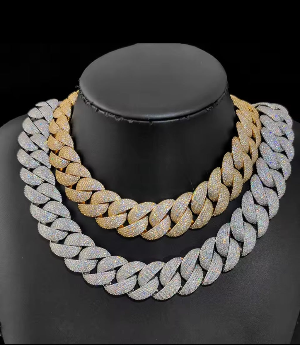 Luxury Jewelry 24mm Diamond Chain Men Iced Out Bling CZ Silver/Gold Plated Rapper Hip Hop Thick Cuban Link Necklase Gift For Him