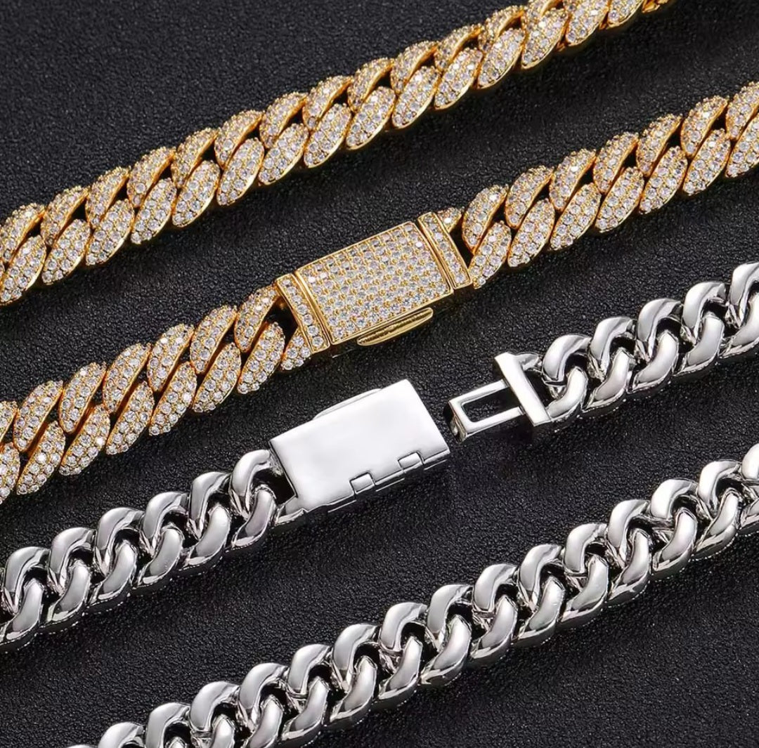 10mm HipHop Cubic Zircon CZ Iced Out Bubbles Cuban Link Chain Necklase For Women Jewelry Birthday Gift