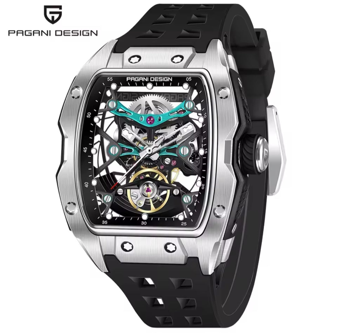 PAGANI DESIGN 42mm Skeleton Automatic Watch – Men’s Mechanical, Sapphire Glass, 50M Waterproof