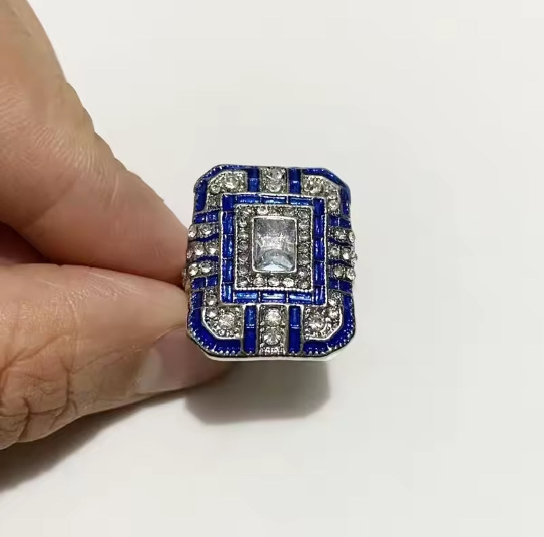 Royal Azure Vintage Square Ring - Handcrafted 925 Sterling Silver with AAA Blue Zircon.