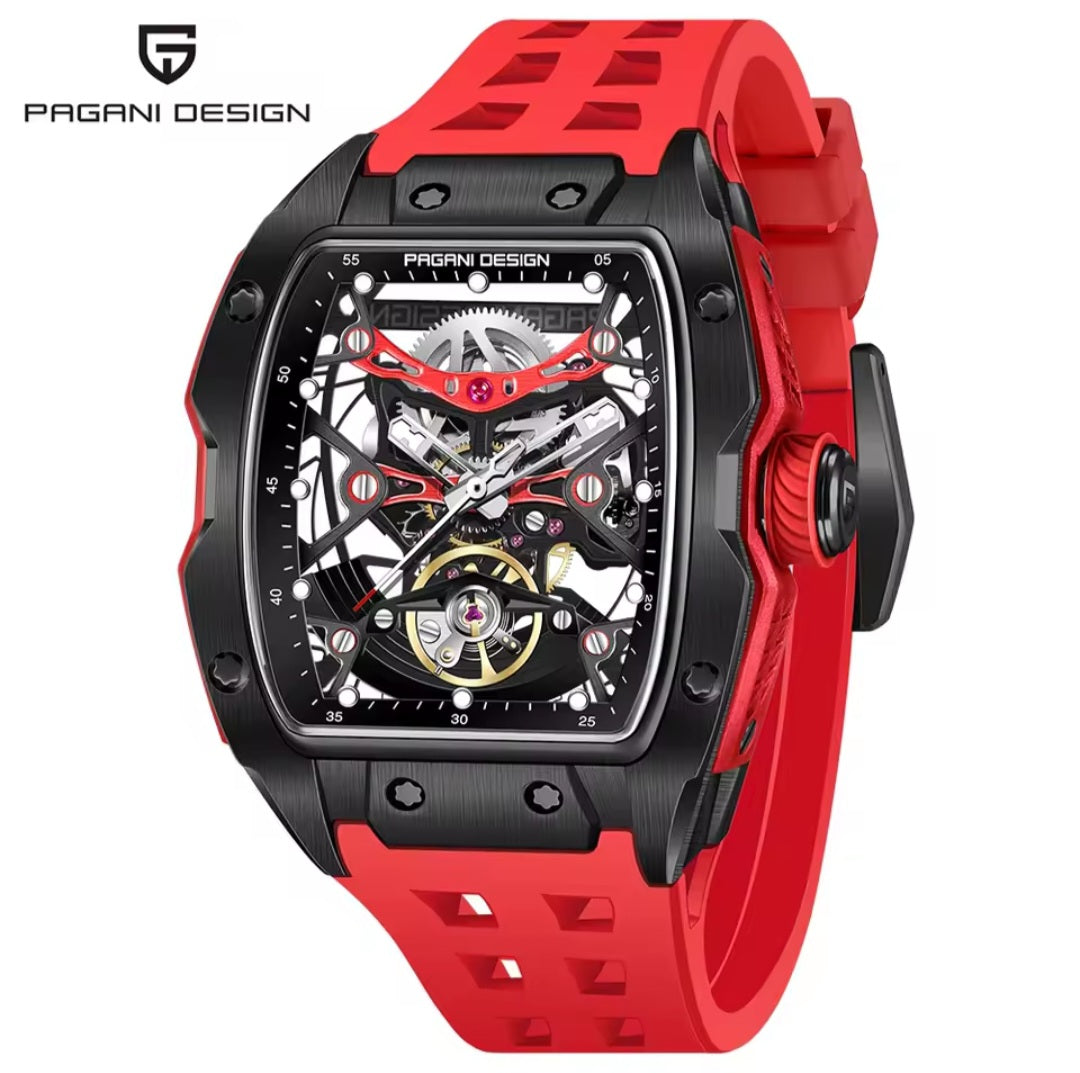 PAGANI DESIGN 42mm Skeleton Automatic Watch – Men’s Mechanical, Sapphire Glass, 50M Waterproof