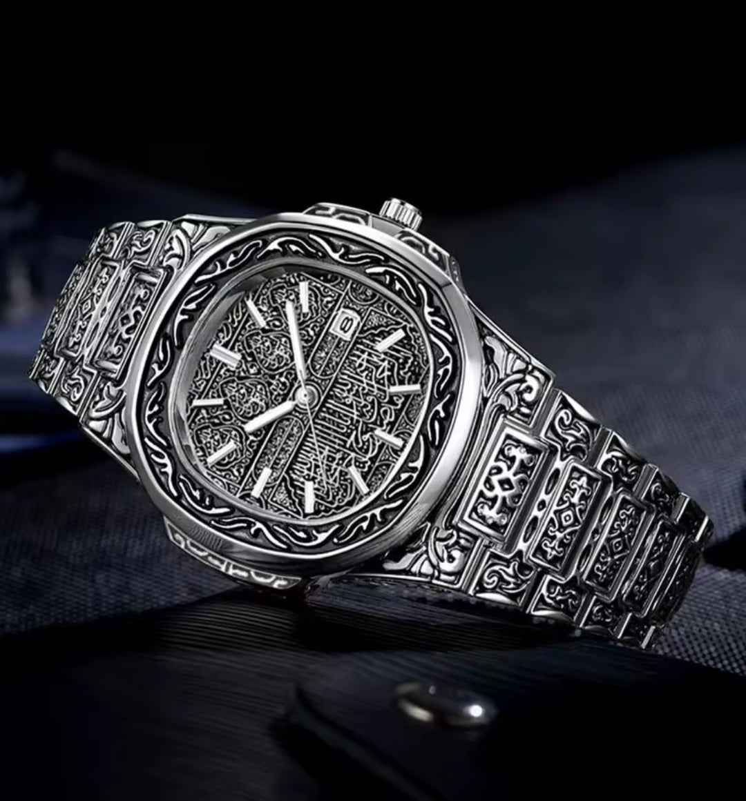 Luxury Men’s Quartz Watch – Auto Calendar, Stainless Steel, Vintage Style