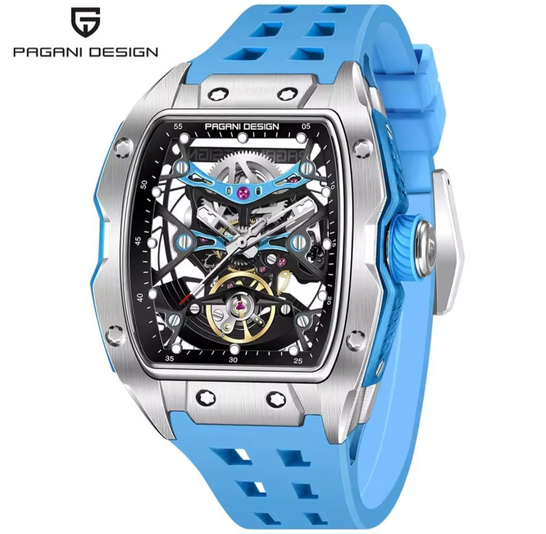 PAGANI DESIGN 42mm Skeleton Automatic Watch – Men’s Mechanical, Sapphire Glass, 50M Waterproof