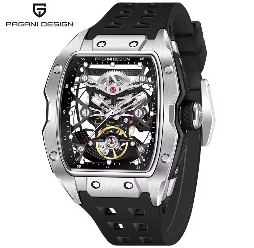 PAGANI DESIGN 42mm Skeleton Automatic Watch – Men’s Mechanical, Sapphire Glass, 50M Waterproof