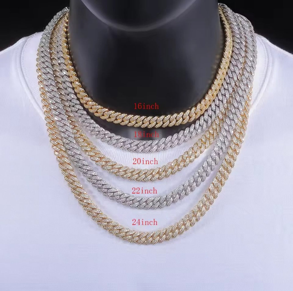 10mm HipHop Cubic Zircon CZ Iced Out Bubbles Cuban Link Chain Necklase For Women Jewelry Birthday Gift