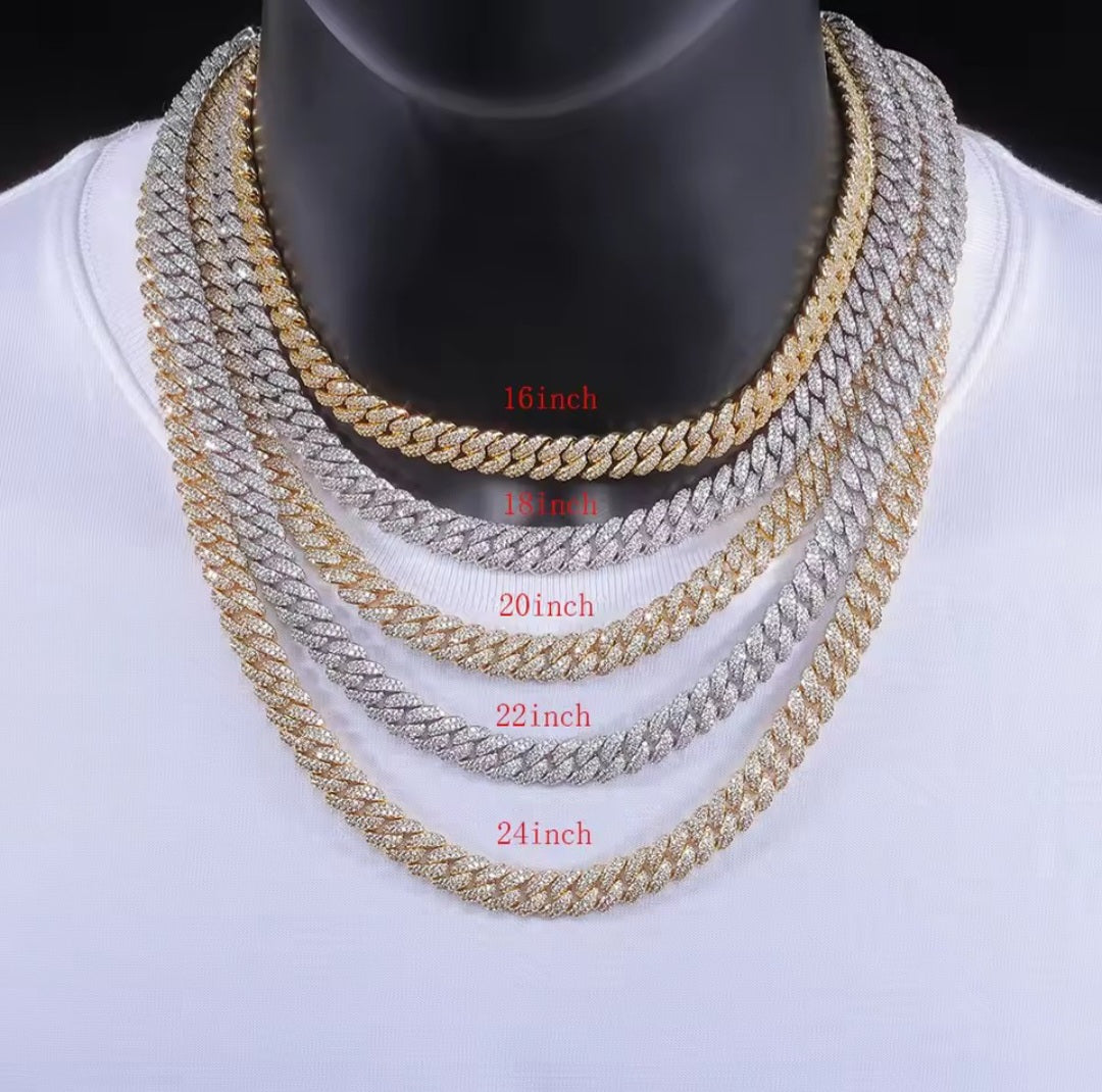 10mm HipHop Cubic Zircon CZ Iced Out Bubbles Cuban Link Chain Necklase For Women Jewelry Birthday Gift